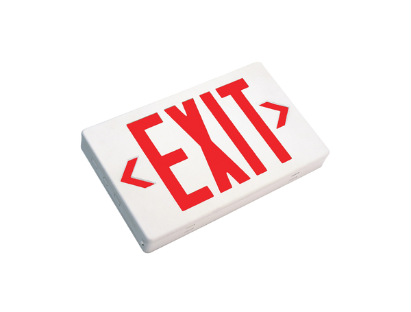 LED Exit Sign - White Housing - Red Lettering - 2W- AC and Battery Backup